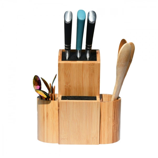 Wooden Knife Stand with Magnet Holder