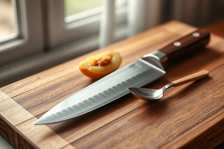 knife and cutting board