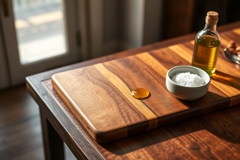 oiling wooden cutting board