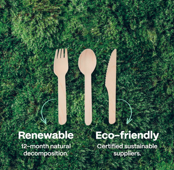 Disposable wood knife and fork