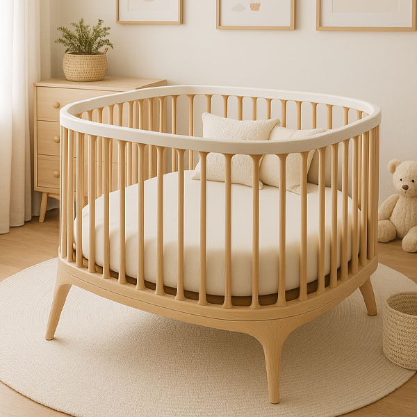 baby room with designer crib