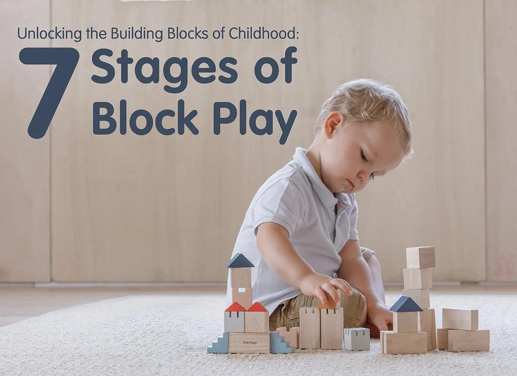 child playing with wooden blocks