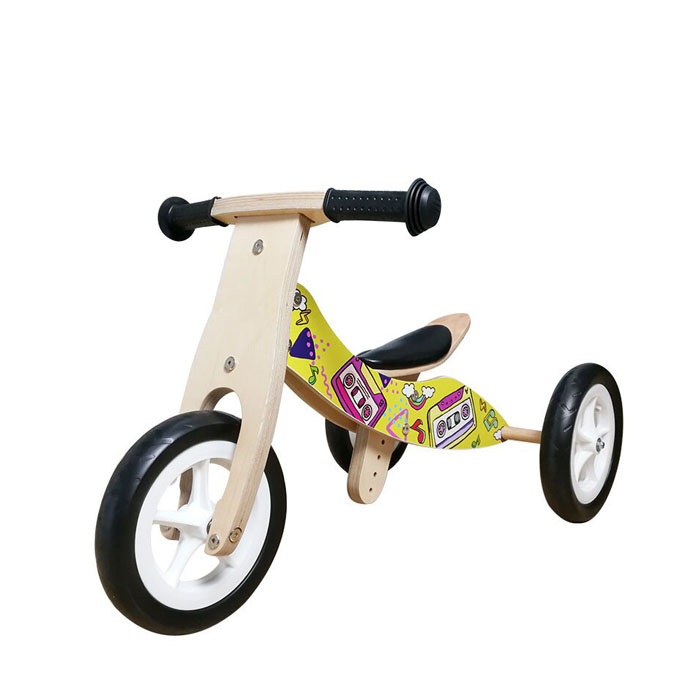 A side-by-side comparison of the parts of a balance bike versus a traditional kids bike