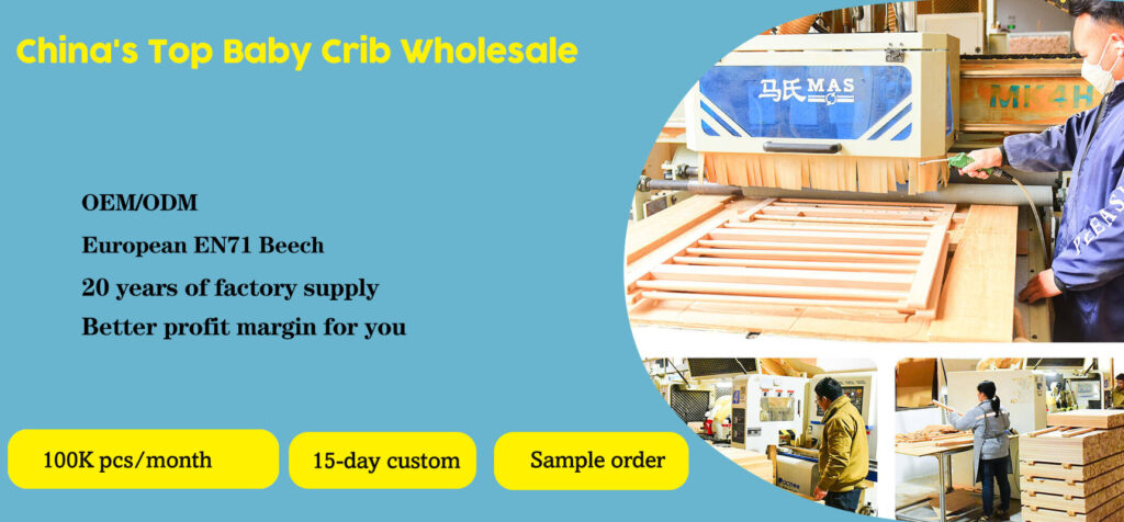 Manufacturing baby cribs in a factory