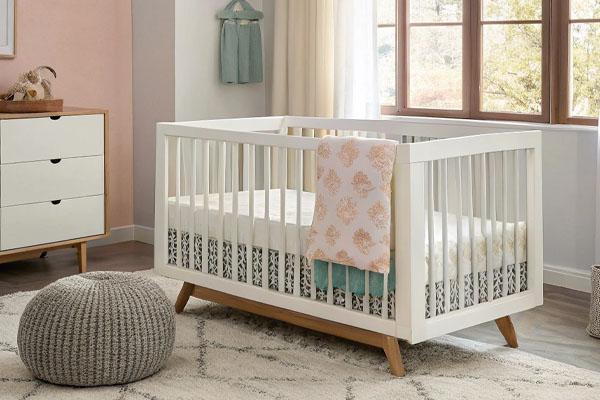 A stylish Babyletto crib in a modern nursery setting